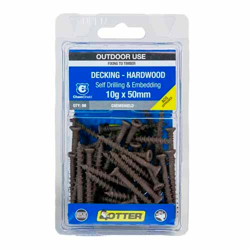 Otter Wide Boy Decking Screw Chemshield 10G X 50Mm Pack of 50 Blister DEFM10502