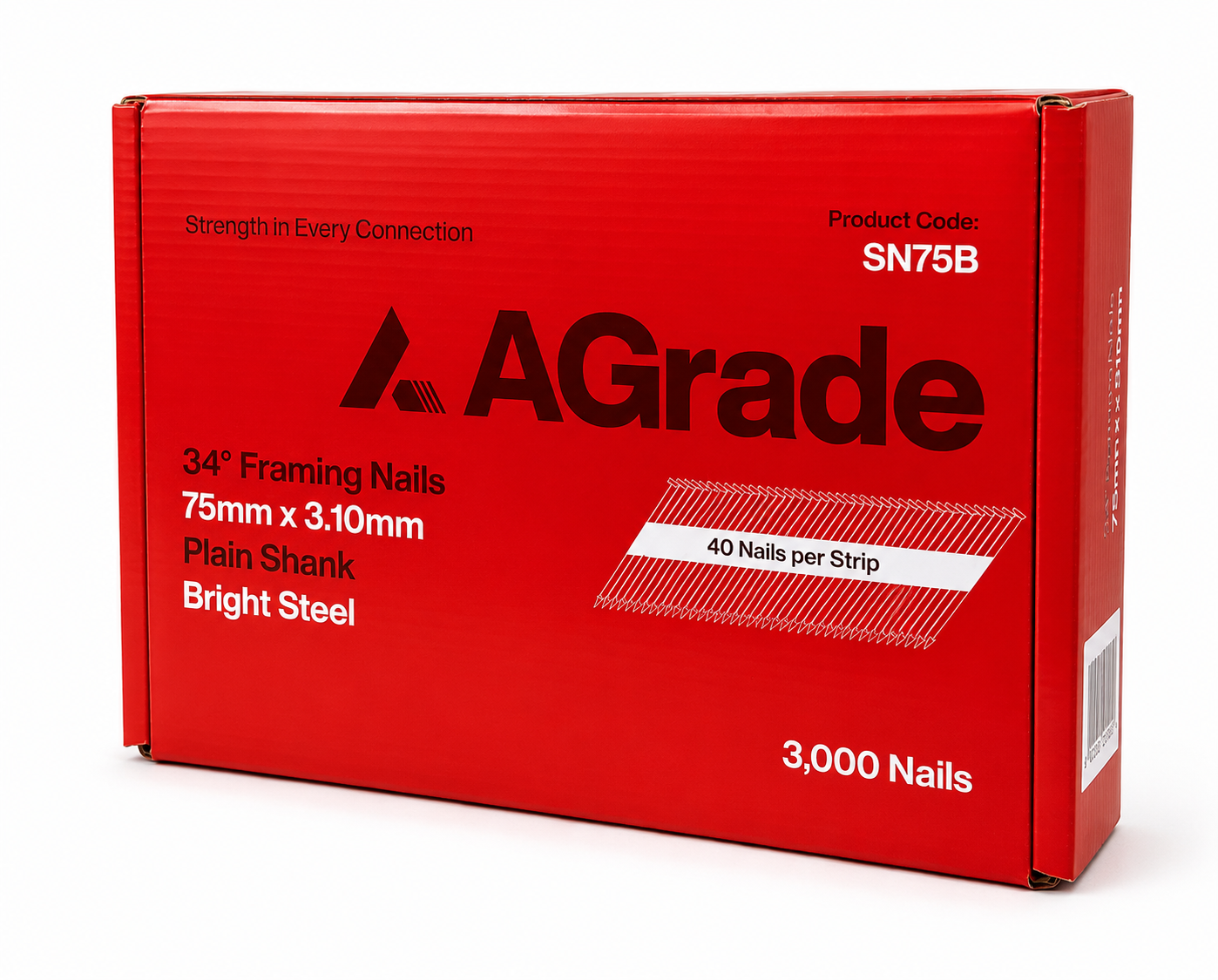 A Grade 34° 75mmx3.1mm Steel Shank Framing Nails [Pack of 3000]