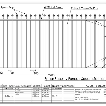 SPEAR TOP FENCE PANEL 1200x2400MM