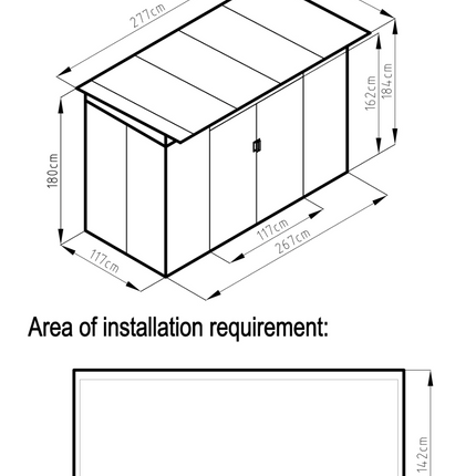 GARDEN SHED BELLA B 2.77 X 1.42M