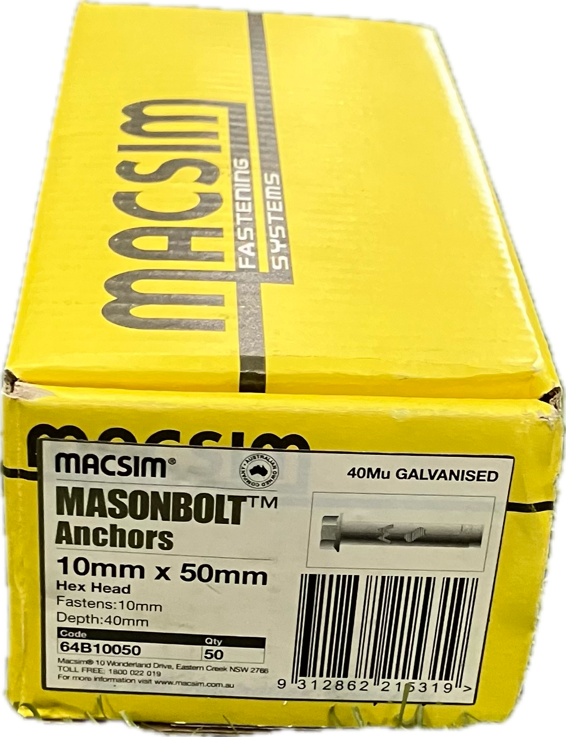 MACSIM GALVANISED MASONBOLT- 10MM