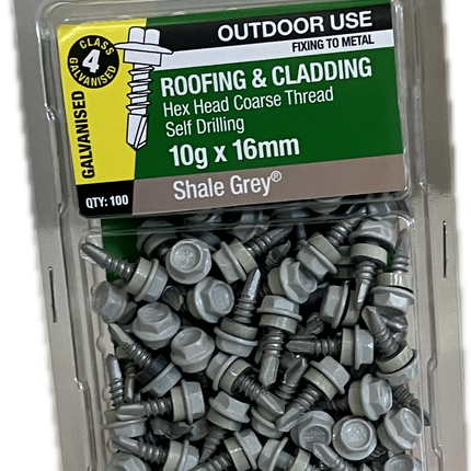 OTTER ROOFING AND CLADDING HEX HEAD COARSE THREAD GALVANISED C4 SELF DRILLING 10Gx16MM SCREW (BLISTER PACK OF 100)