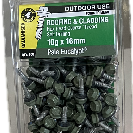 OTTER ROOFING AND CLADDING HEX HEAD COARSE THREAD GALVANISED C4 SELF DRILLING 10Gx16MM SCREW (BLISTER PACK OF 100)