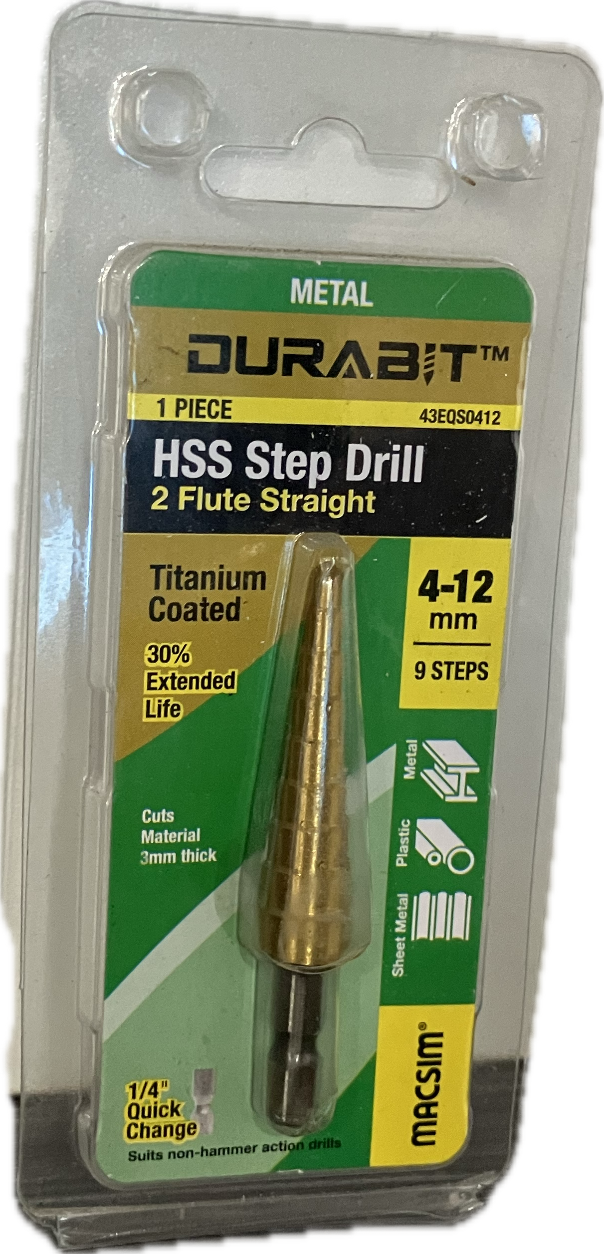 MACSIM DURABIT HSS STEP DRILL 4-12MM ([BLISTER PACK OF 1]