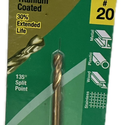 MACSIM DURABIT HSS JOBBER SINGLE END TITANIUM COATED (HANG PACK OF 1)