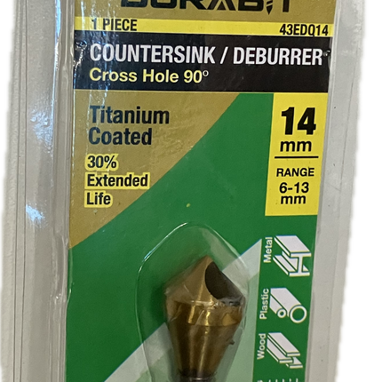 MACSIM DURABIT COUNTERSINK DE-BURRING CROSS HOLE 90 DEGREE TITANIUM COATED DRILL BIT (BLISTER PACK OF 1)