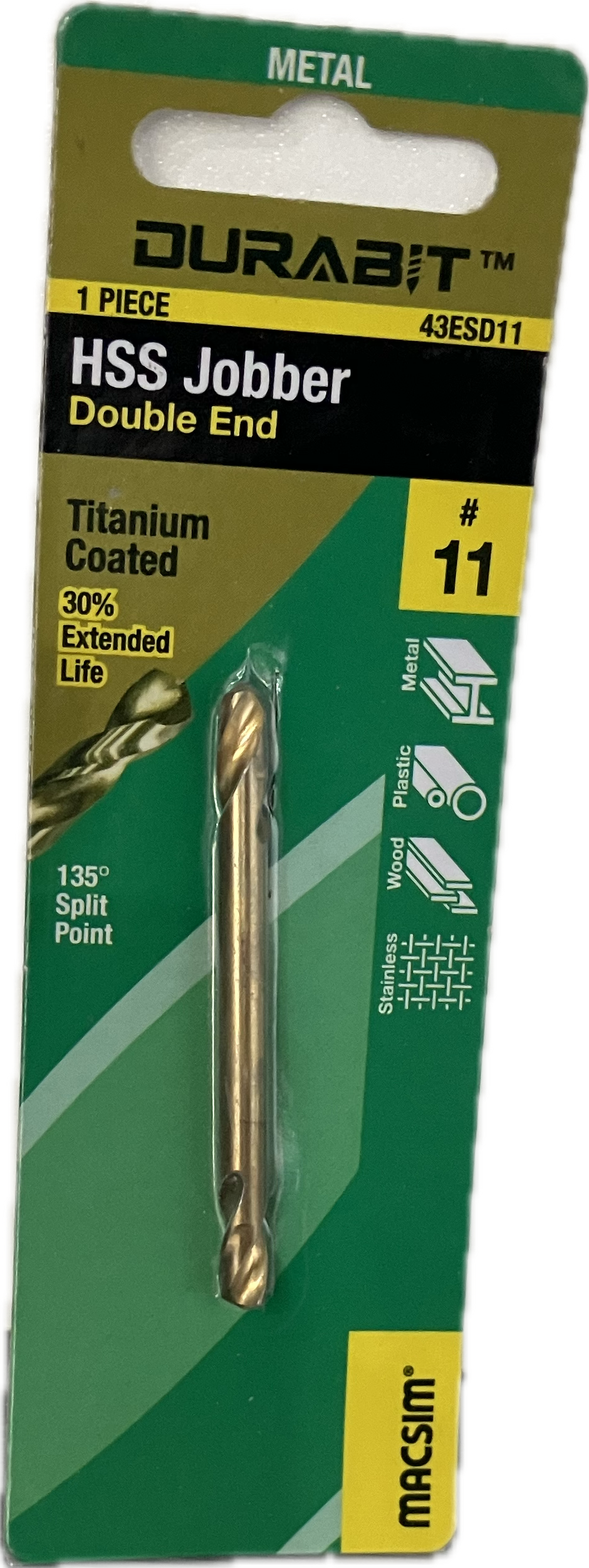 MACSIM DURABIT HSS JOBBER- DOUBLE END [HANG PACK OF 1]