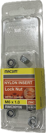 MACSIM HEX HEAD MATRIC COARSE NYLON INSERT ZINC PLATED M6 LOCK NUT (BLISTER PACK OF 10)