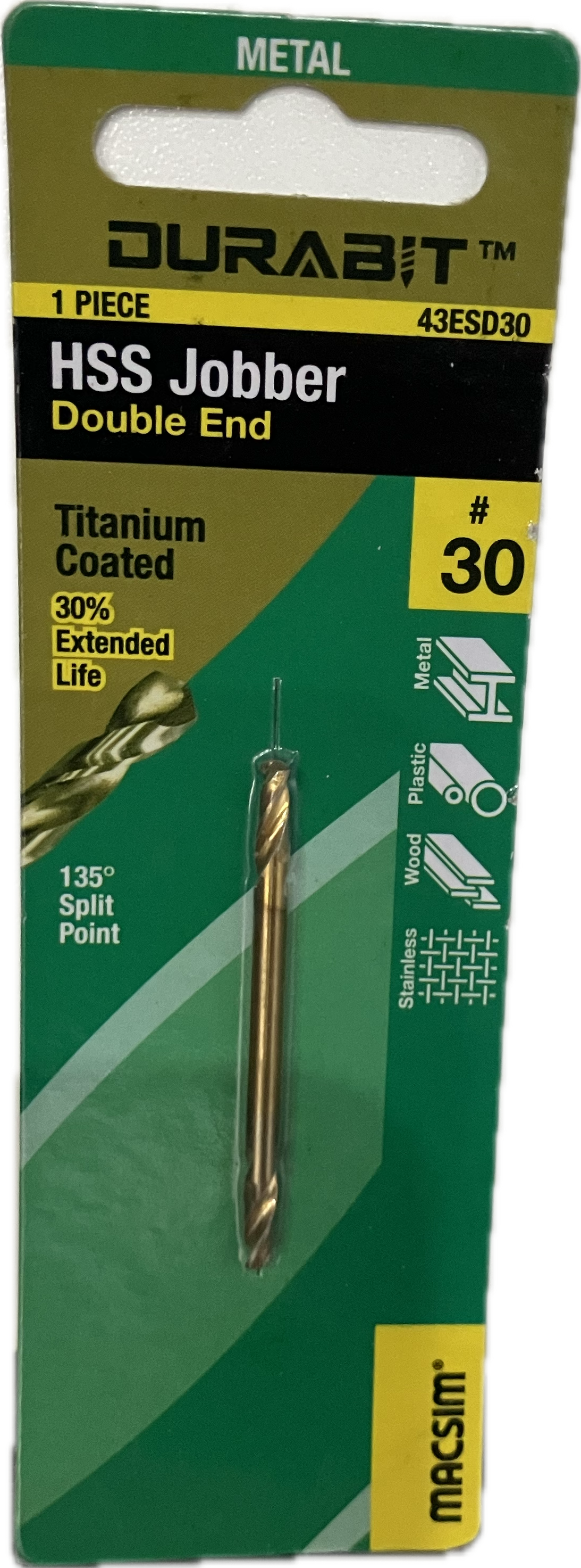 MACSIM DURABIT HSS JOBBER- DOUBLE END [HANG PACK OF 1]