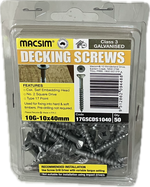 MACSIM DECKING COUNTERSUNK SELF EMBEDDING HEAD SQUARE DRIVE T17 C3 GALVANISED 10G SCREW (BLISTER PACK OF 50)