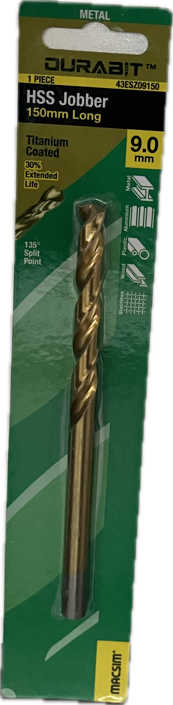 MACSIM DURABIT HSS JOBBER DRILL BIT- 150MM (HANG PACK OF 1)
