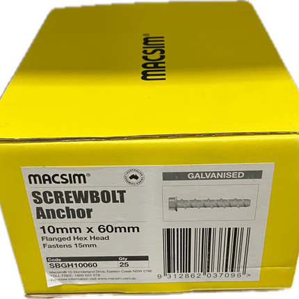 MACSIM SCREWBOLT FLANGED HEX HEAD GALVANISED 10MM