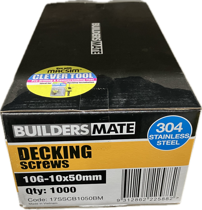 BUILDERS MATE DECKING SCREW 10G-10x50MM (BOX OF 1000)