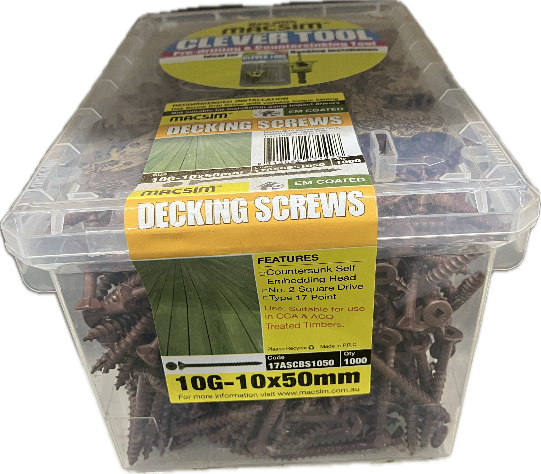 MACSIM DECKING SCREW 10Gx50MM- BOX OF 1000
