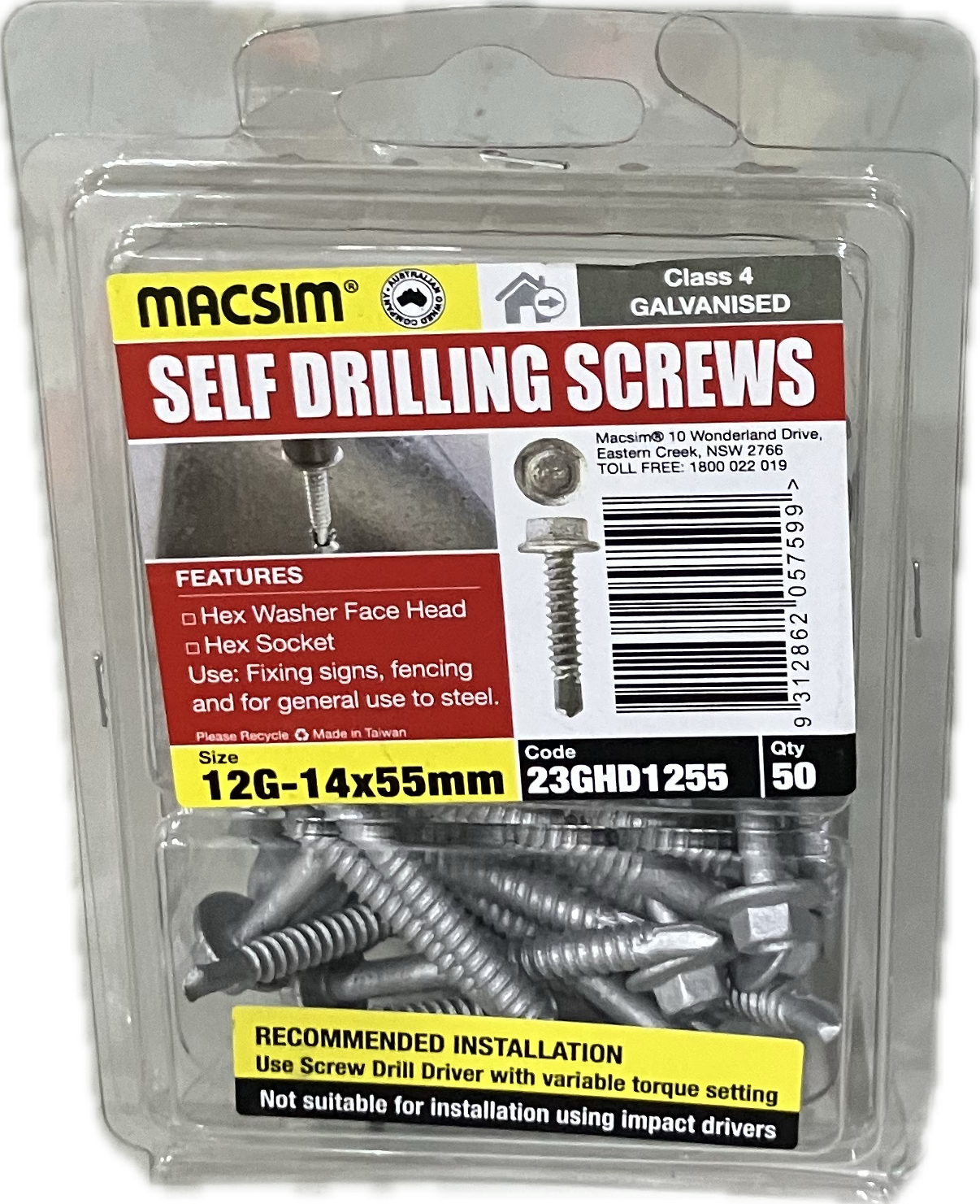 SELF DRILLING SCREWS- 12G (BLISTER PACK OF 50)
