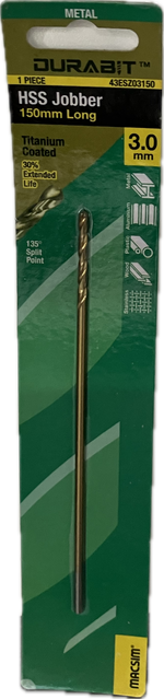 MACSIM DURABIT HSS JOBBER DRILL BIT- 150MM (HANG PACK OF 1)