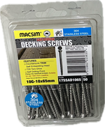 MACSIM DECKING COUNTERSUNK SELF EMBEDDING HEAD T20 STAR DRIVE 304 STAINLESS STEEL NAIL POINT 10G SCREW (BLISTER PACK OF 100)