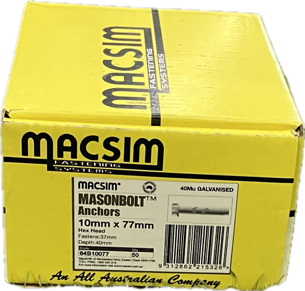 MACSIM GALVANISED MASONBOLT- 10MM