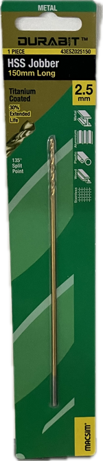 MACSIM DURABIT HSS JOBBER DRILL BIT- 150MM (HANG PACK OF 1)
