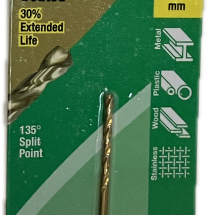 MACSIM DURABIT HSS JOBBER TITANIUM COATED DRILL BIT (HANG PACK OF 1)