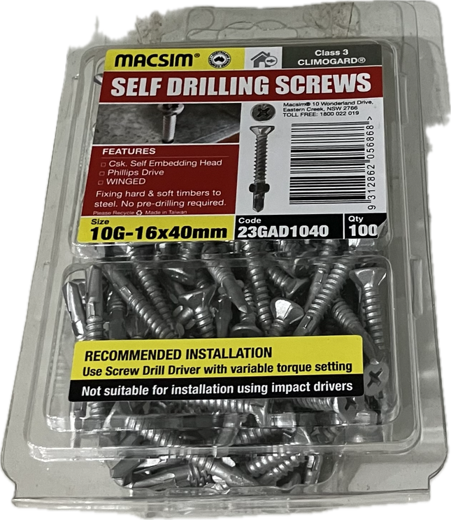 SELF DRILLING SCREWS- 10G (BLISTER PACK OF 50 AND 100)