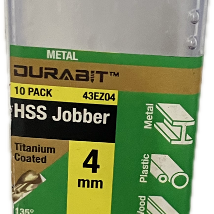 MACSIM DURABIT HSS JOBBER TITANIUM COATED DRILL BIT (BLISTER HANG PACK OF 10)