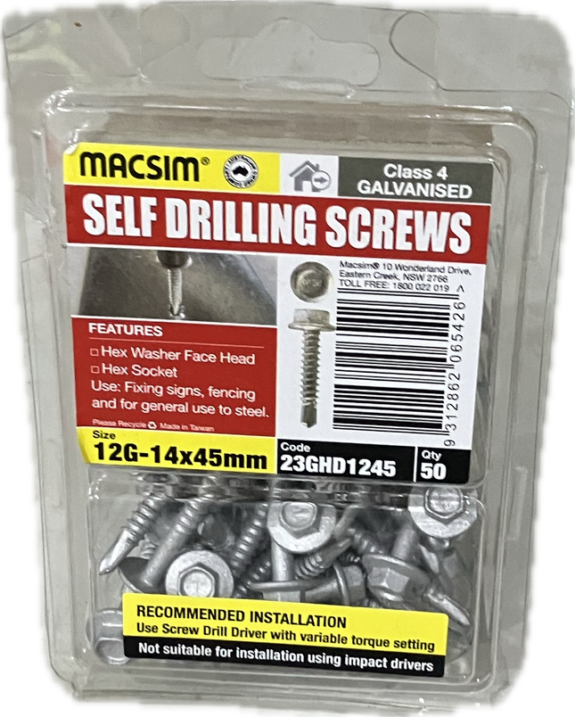 SELF DRILLING SCREWS- 12G (BLISTER PACK OF 50)