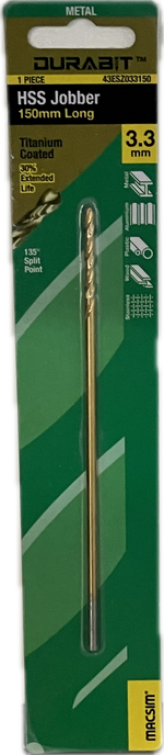 MACSIM DURABIT HSS JOBBER DRILL BIT- 150MM (HANG PACK OF 1)