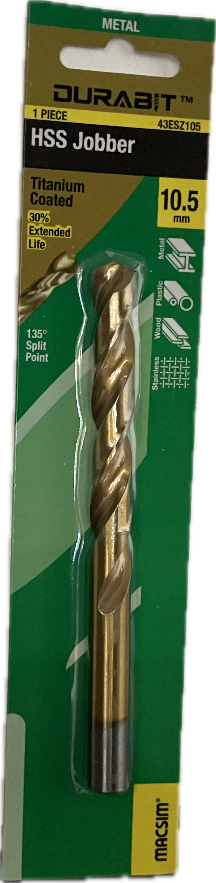 MACSIM DURABIT HSS JOBBER DRILL BIT [HANG PACK OF 1]