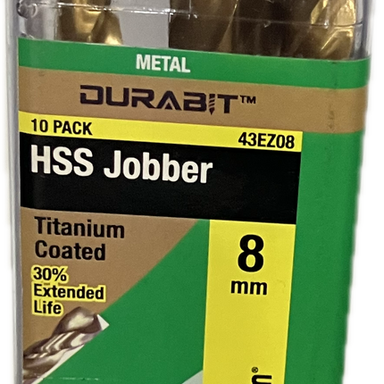 MACSIM DURABIT HSS JOBBER TITANIUM COATED DRILL BIT (BLISTER HANG PACK OF 10)