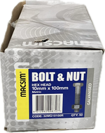 MACSIM GALVANISED HEX HEAD BOLT AND NUT 10MM