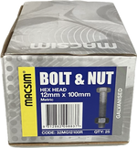 MACSIM GALVANISED HEX HEAD BOLT AND NUT 12MM