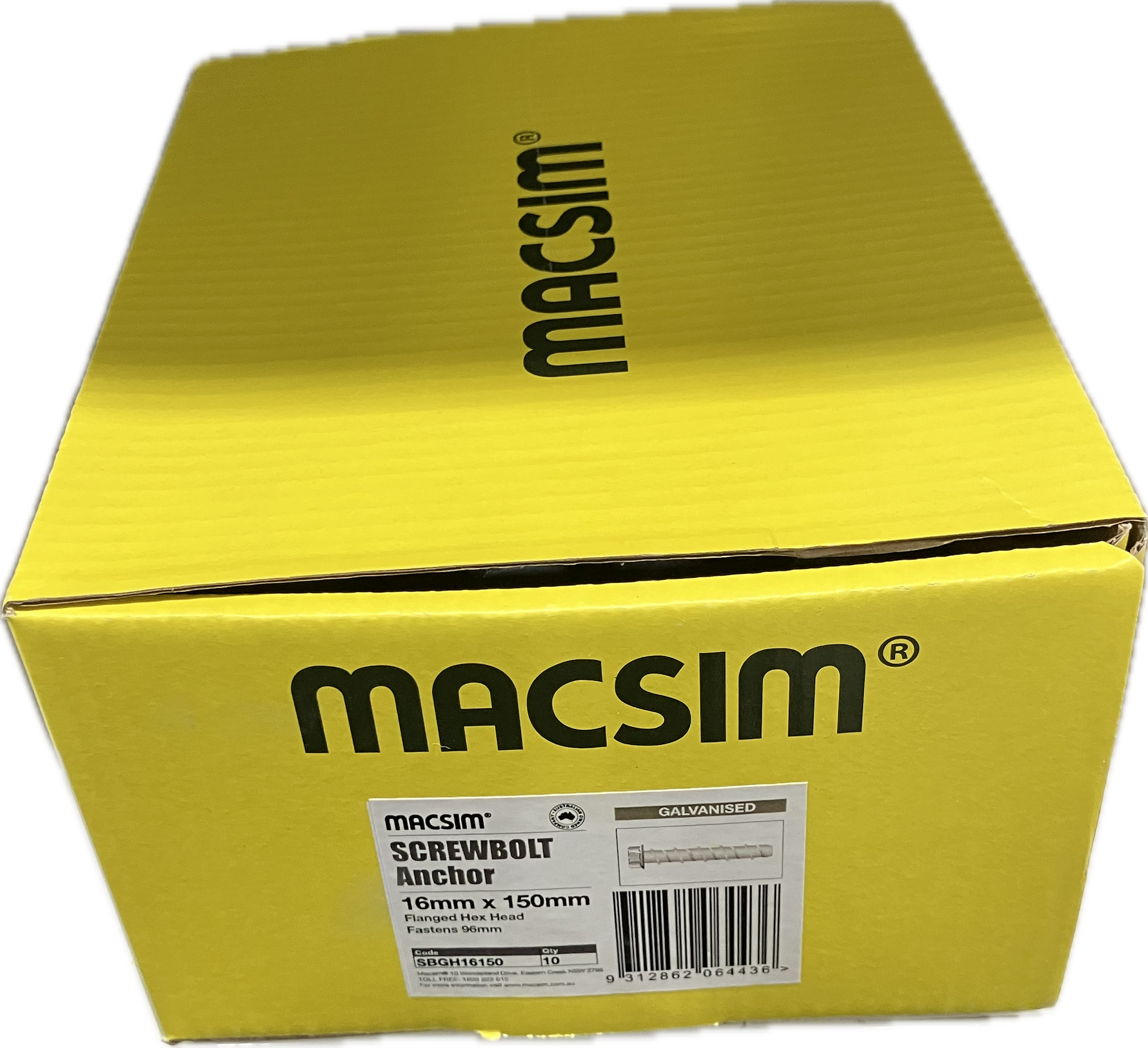 MACSIM GALVANISED SCREWBOLT- 16MM