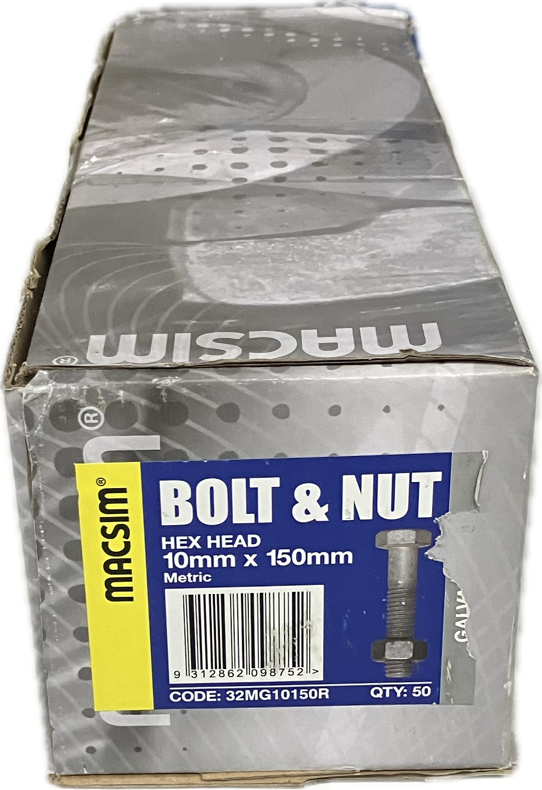 MACSIM GALVANISED HEX HEAD BOLT AND NUT 10MM