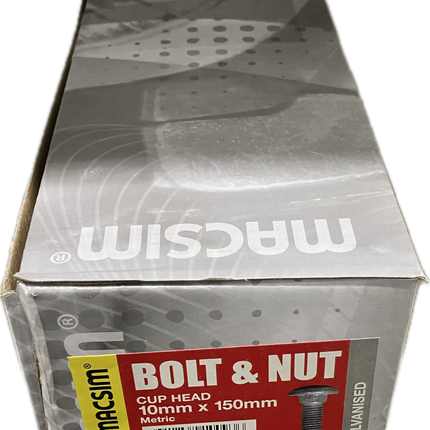 MACSIM CARRIAGE CUP HEAD BOLT AND NUT GALVANISED 10MM