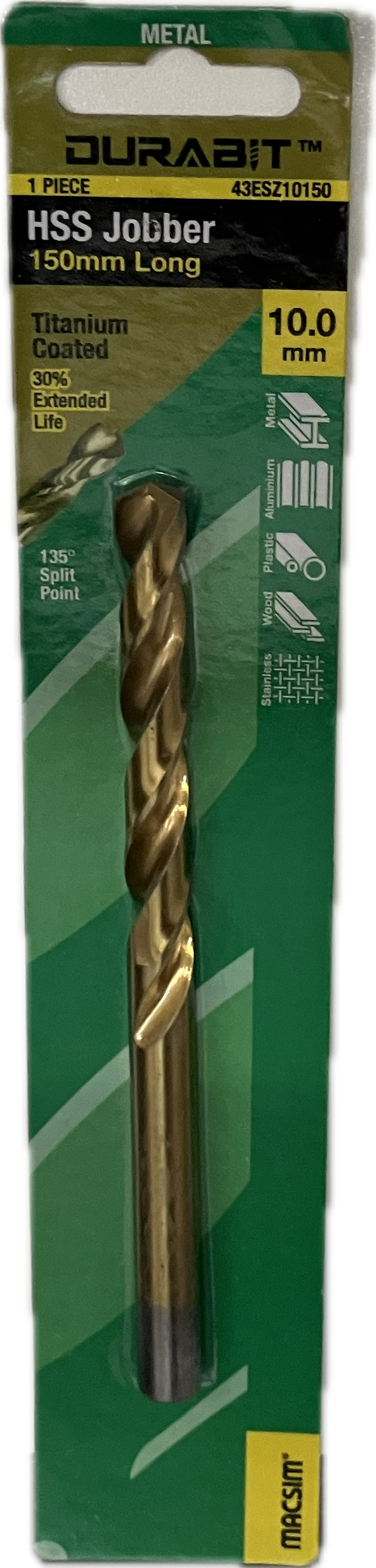 MACSIM DURABIT HSS JOBBER DRILL BIT- 150MM (HANG PACK OF 1)