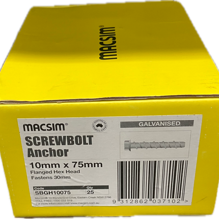 MACSIM SCREWBOLT FLANGED HEX HEAD GALVANISED 10MM