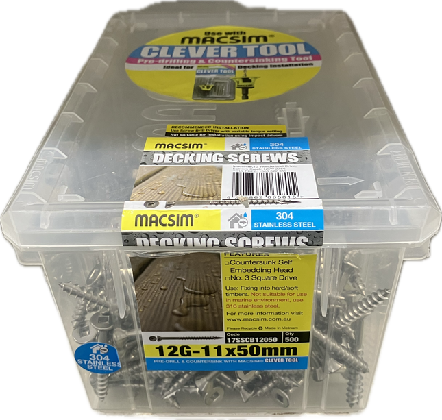 SELF EMBEDDING HEAD SQUARE DRIVE SCREW- 12G-11x50MM (BOX OF 500)