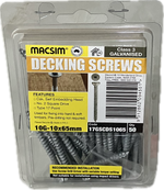 MACSIM DECKING COUNTERSUNK SELF EMBEDDING HEAD SQUARE DRIVE T17 C3 GALVANISED 10G SCREW (BLISTER PACK OF 50)