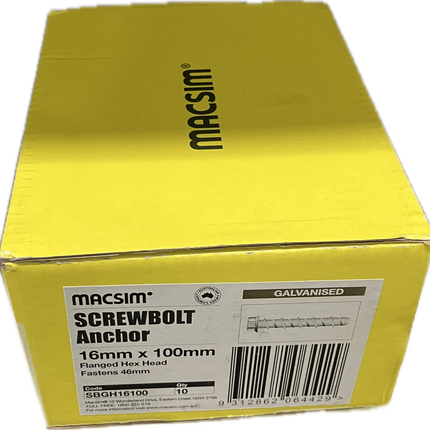 MACSIM SCREWBOLT FLANGED HEX HEAD GALVANISED 16MM