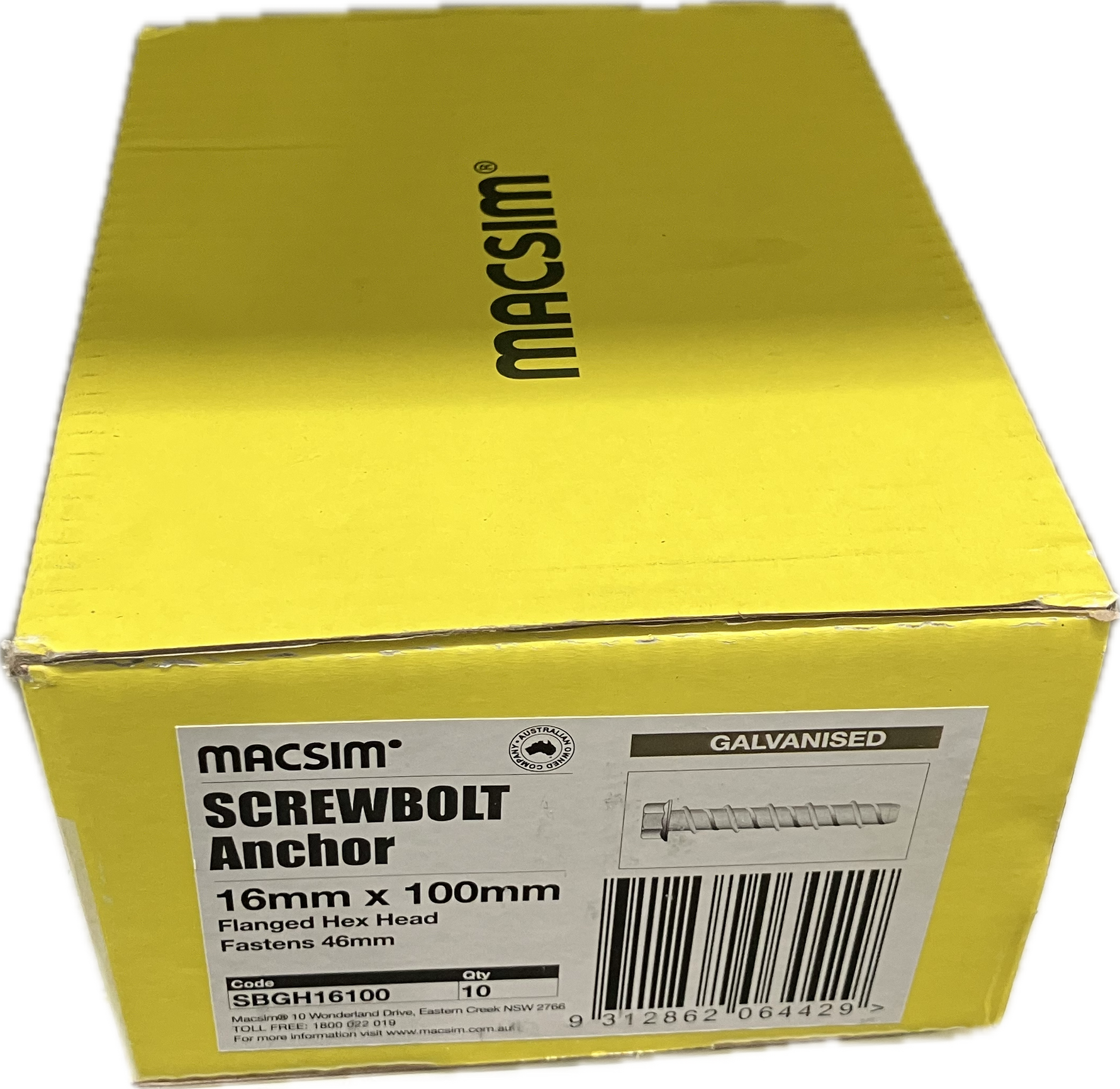 MACSIM GALVANISED SCREWBOLT- 16MM