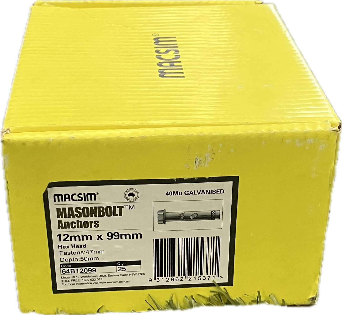 MACSIM GALVANISED MASONBOLT- 12MM