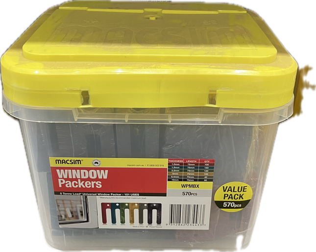 MACSIM WINDOW PACKERS MIXED BUCKET 1MM to 10MM THICKNESS (BOX OF 570)