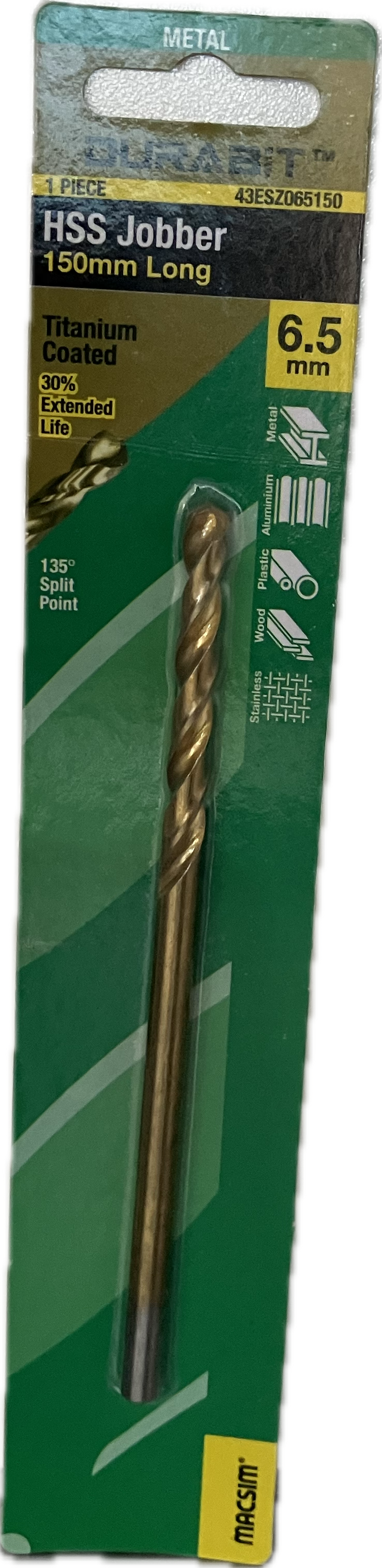 MACSIM DURABIT HSS JOBBER DRILL BIT- 150MM (HANG PACK OF 1)