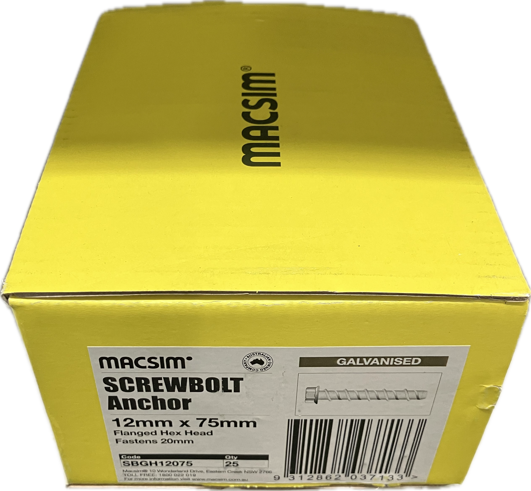MACSIM GALVANISED SCREWBOLT- 12MM
