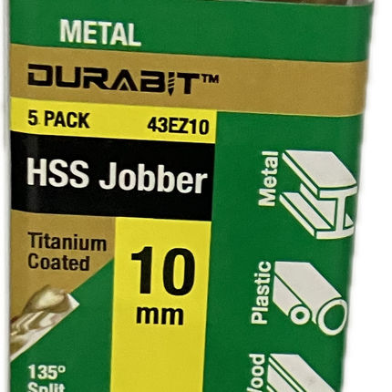 MACSIM DURABIT HSS JOBBER TITANIUM COATED DRILL BIT (BLISTER HANG PACK OF 10)