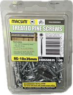 GALVANISED TREATED PINE SCREWS- 8G (BLISTER PACK OF 100 AND 50)