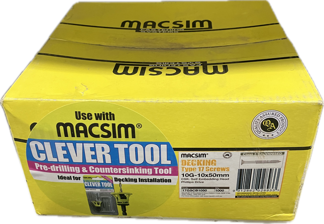 MACSIM SELF EMBEDDING HEAD SCREW 10G-10x50MM (BOX OF 1000)