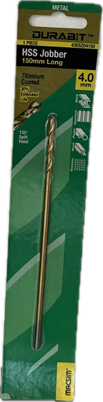 MACSIM DURABIT HSS JOBBER DRILL BIT- 150MM (HANG PACK OF 1)