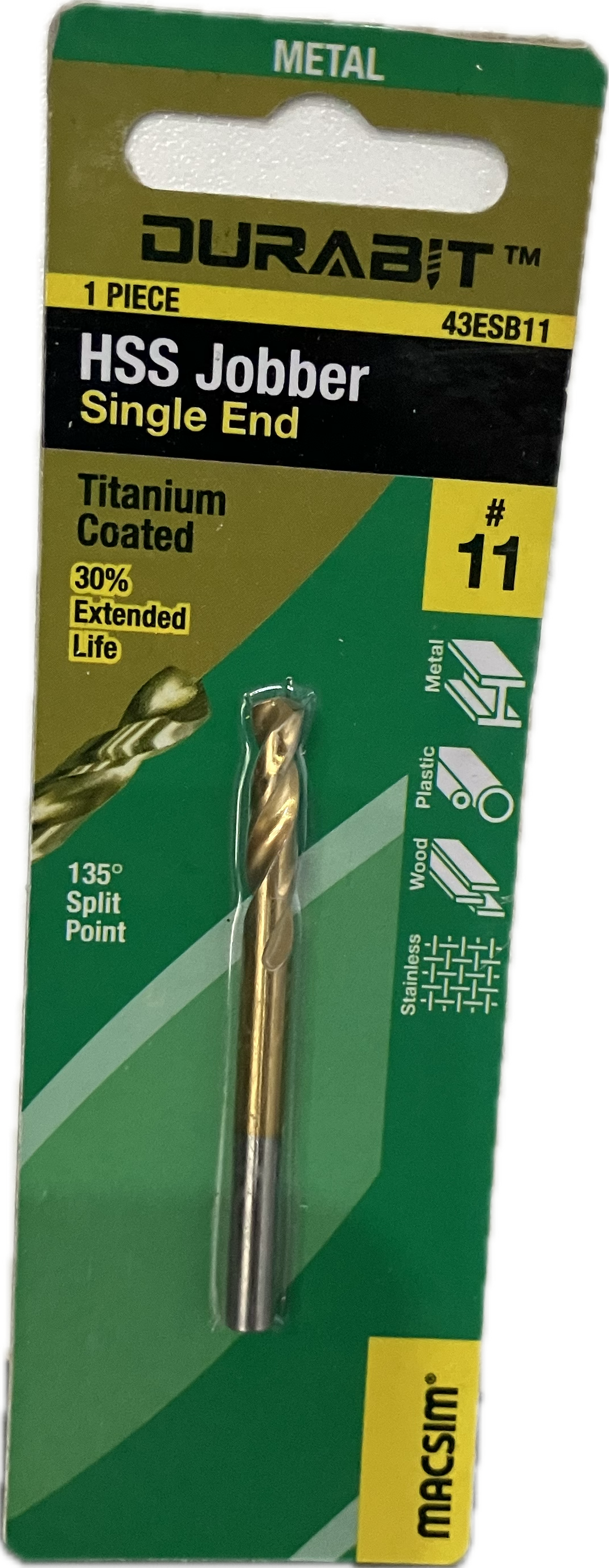 MACSIM DURABIT HSS JOBBER- SINGLE END [HANG PACK OF 1]